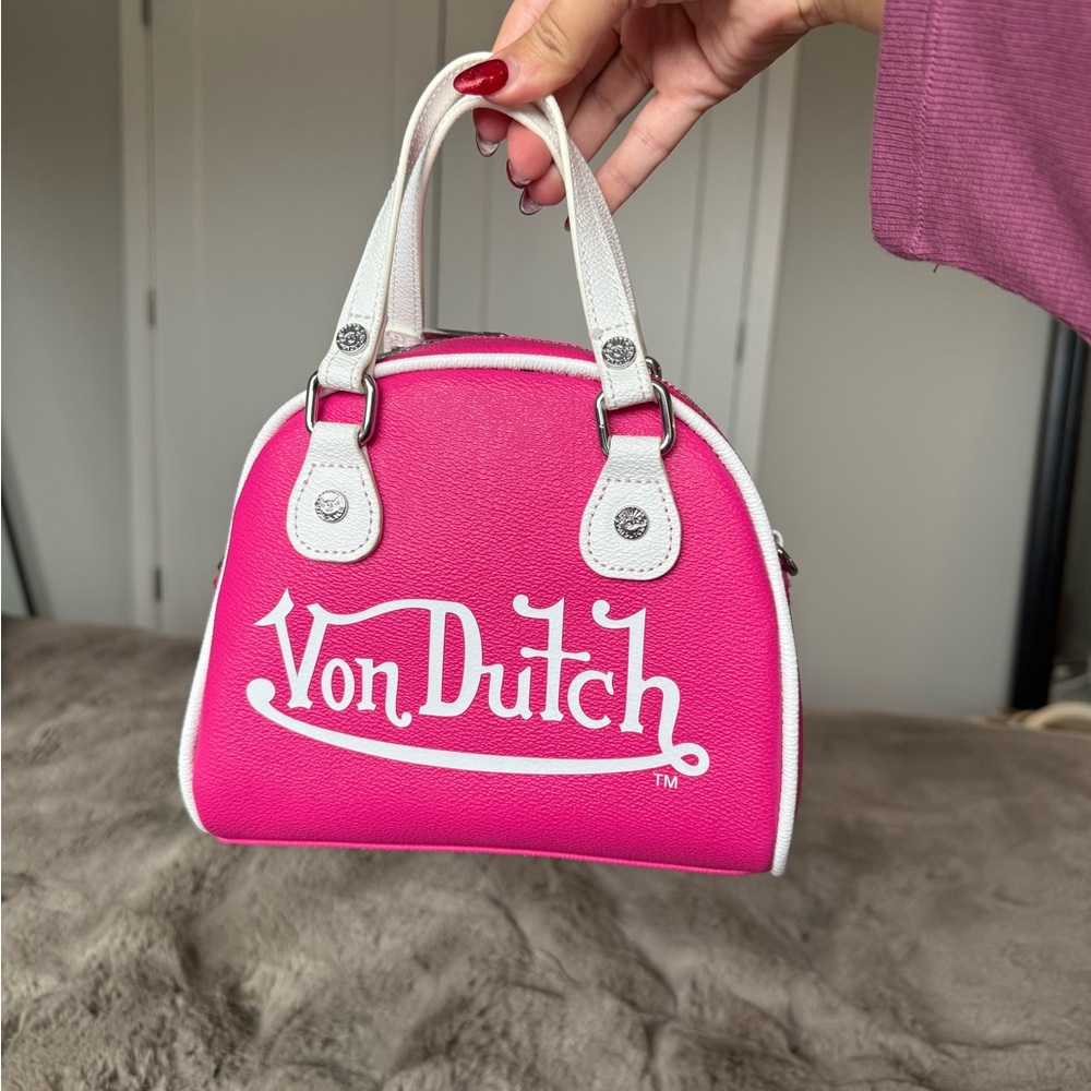 Von Dutch Pink Mini Bag with White Accents